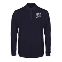 Thumbnail for Airbus A350 & Trent Wxb Engine Designed Long Sleeve Polo T-Shirts