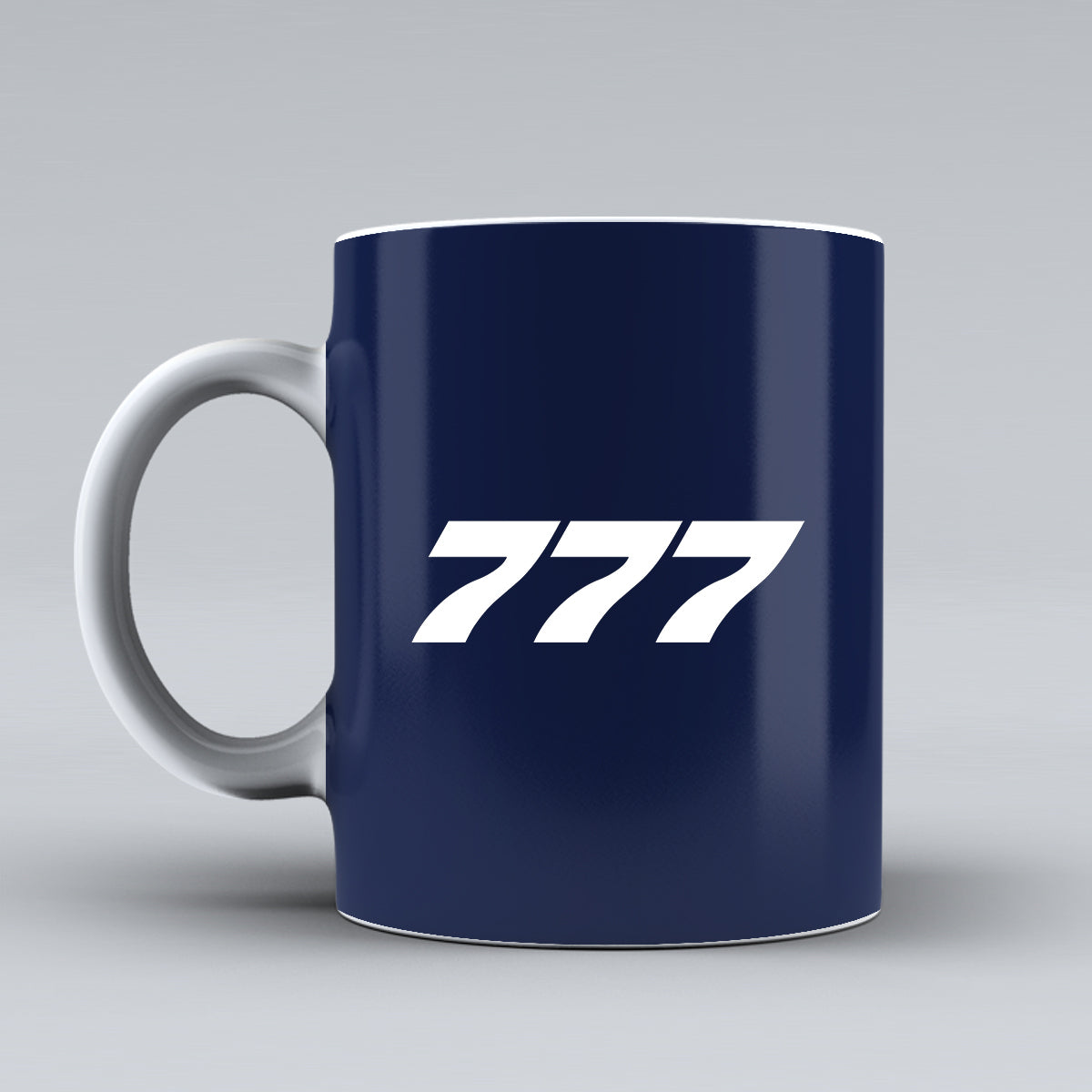 777 Flat Text Designed Ceramic White Mugs