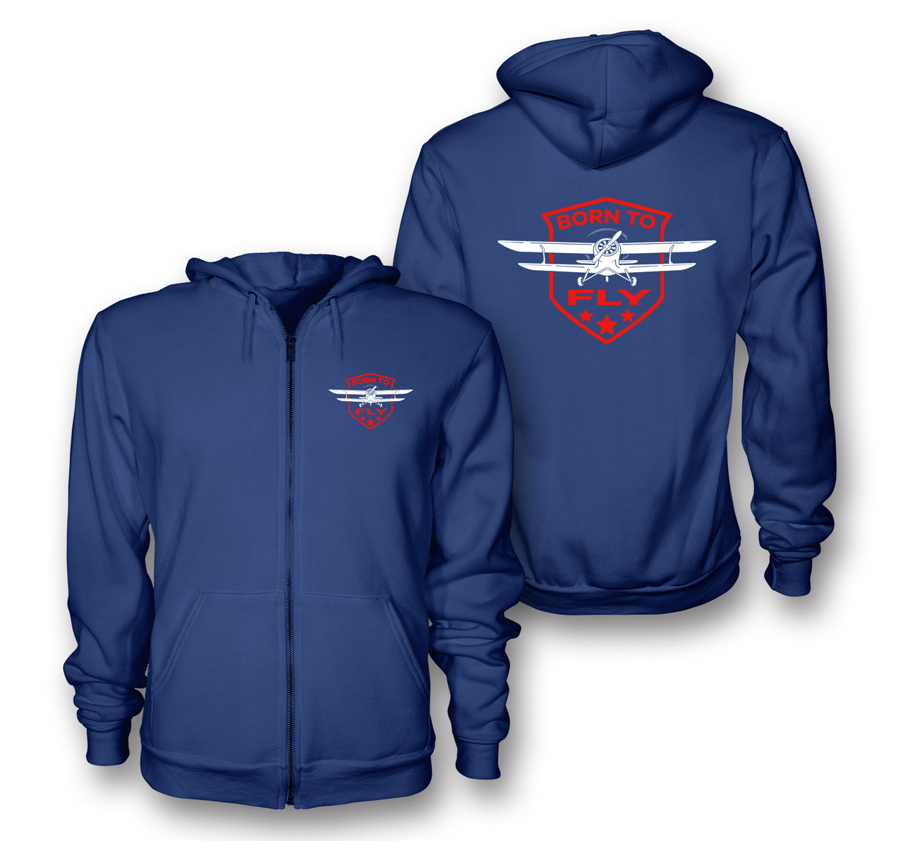 Born To Fly Designed Designed Zipped Hoodies