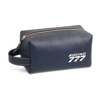 Thumbnail for Boeing 777 & Text Designed Leather Clutch Toiletry Bag