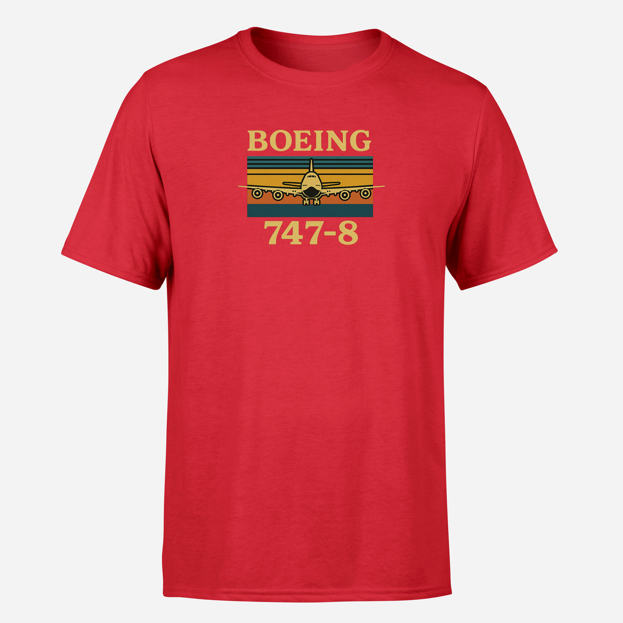 Retro Boeign 747-8 Design Super Quality T-Shirts