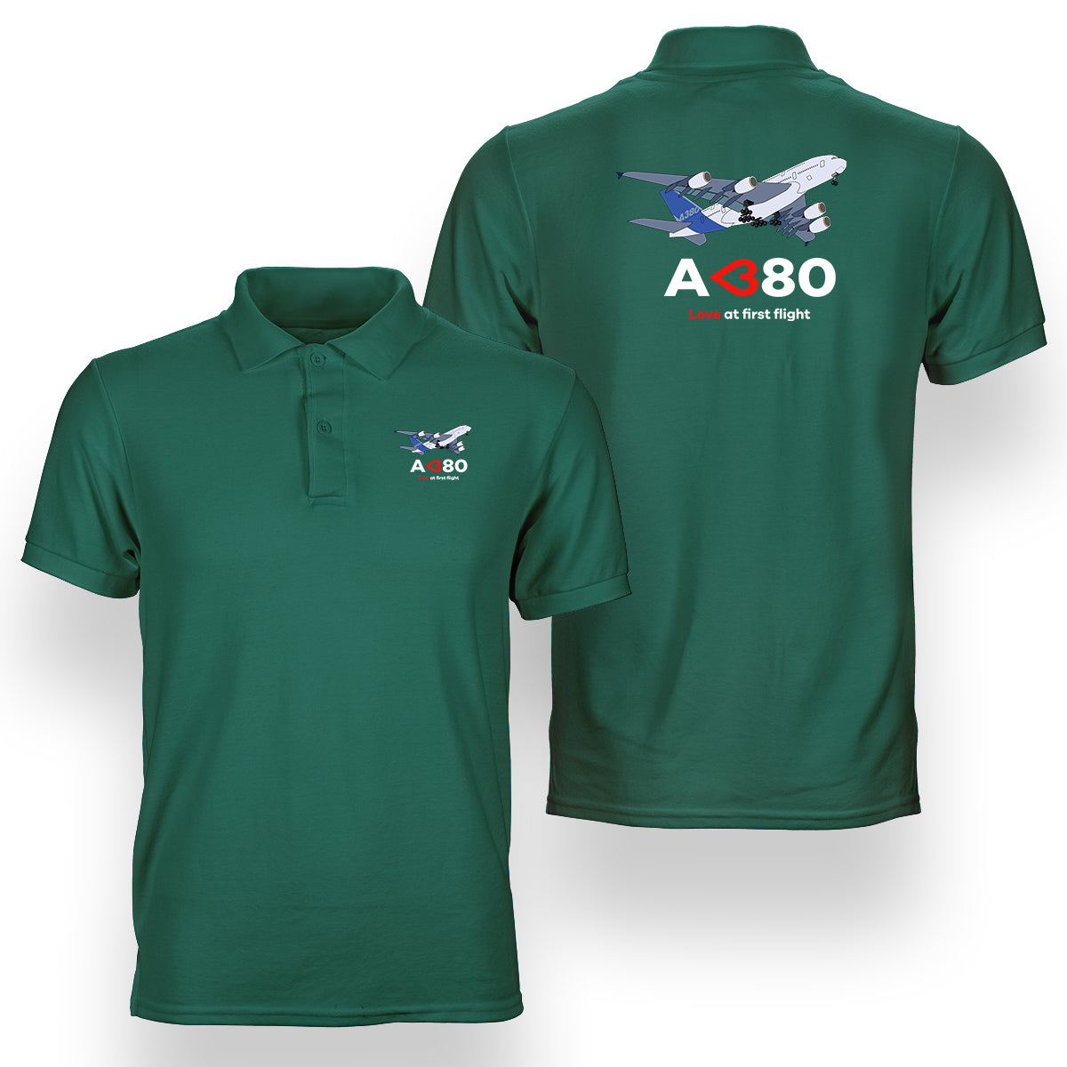 Airbus A380 Love at first flight Designed Double Side Polo T-Shirts