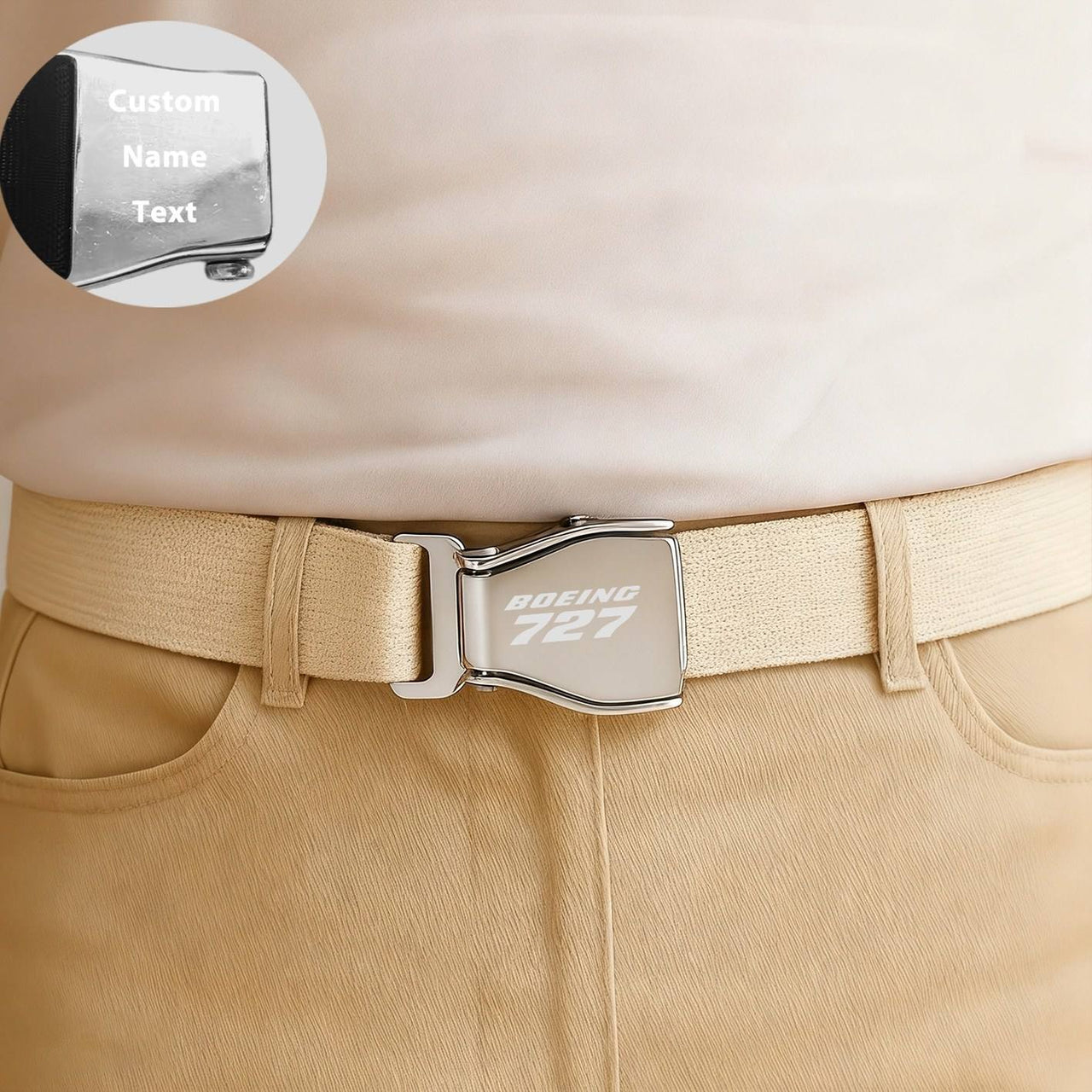 Boeing 727 & Text Designed Fashion Airplane Seat Belts