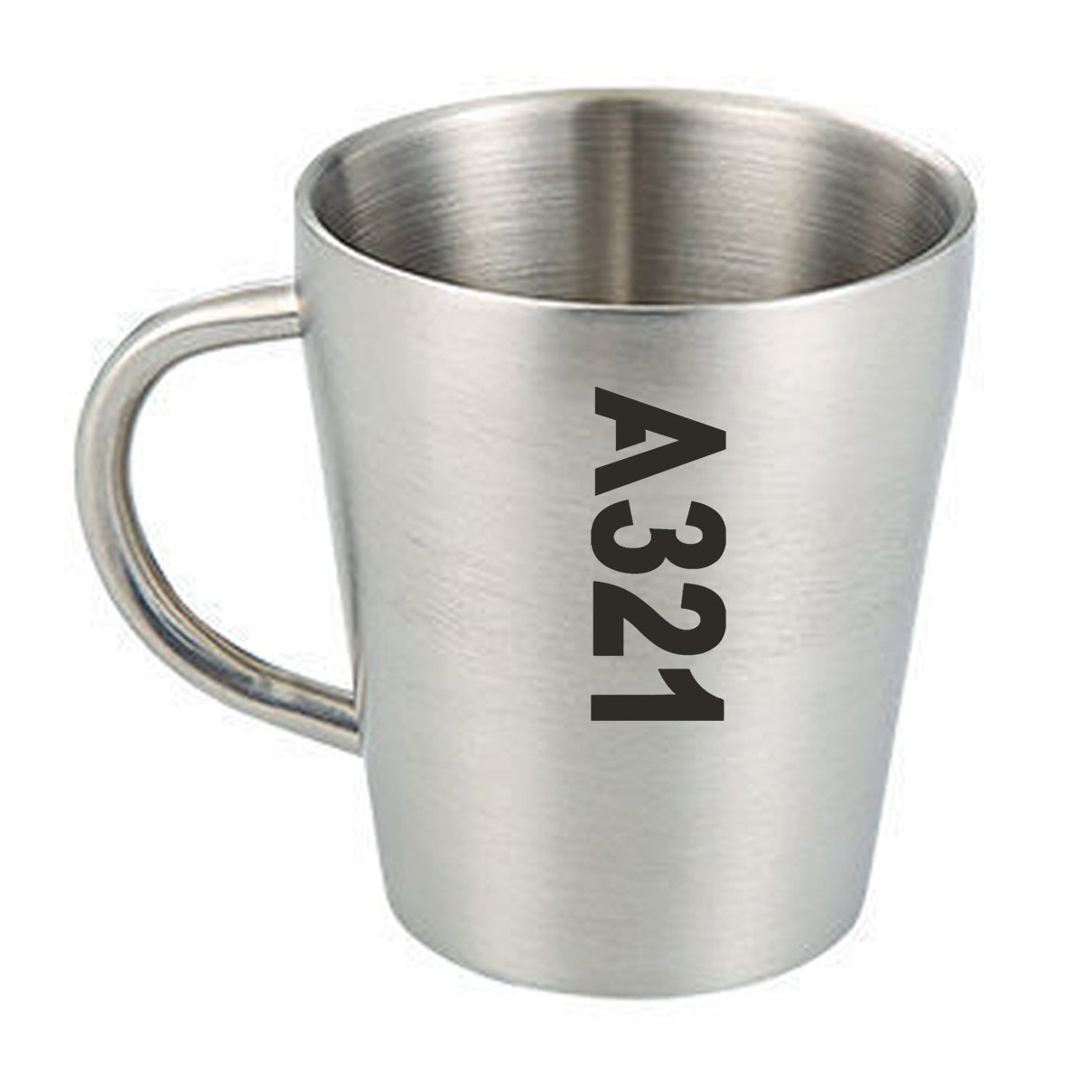 A321 Text Designed Stainless Steel Coffee Mugs