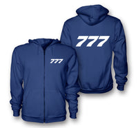 Thumbnail for 777 Flat Text Designed Zipped Hoodies