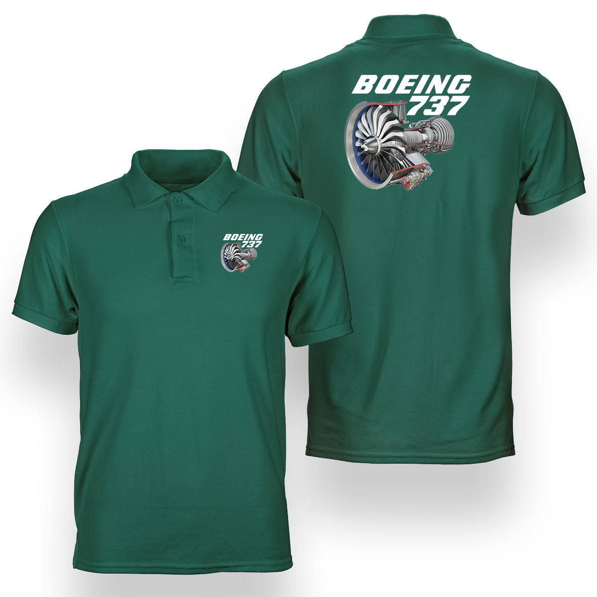 Boeing 737+Text & CFM LEAP-1 Engine Designed Double Side Polo T-Shirts