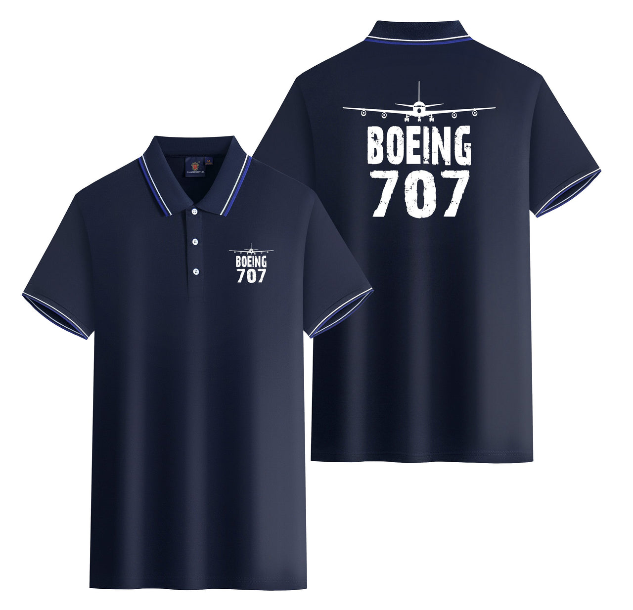 Boeing 707 & Plane Designed Stylish Polo T-Shirts (Double-Side)