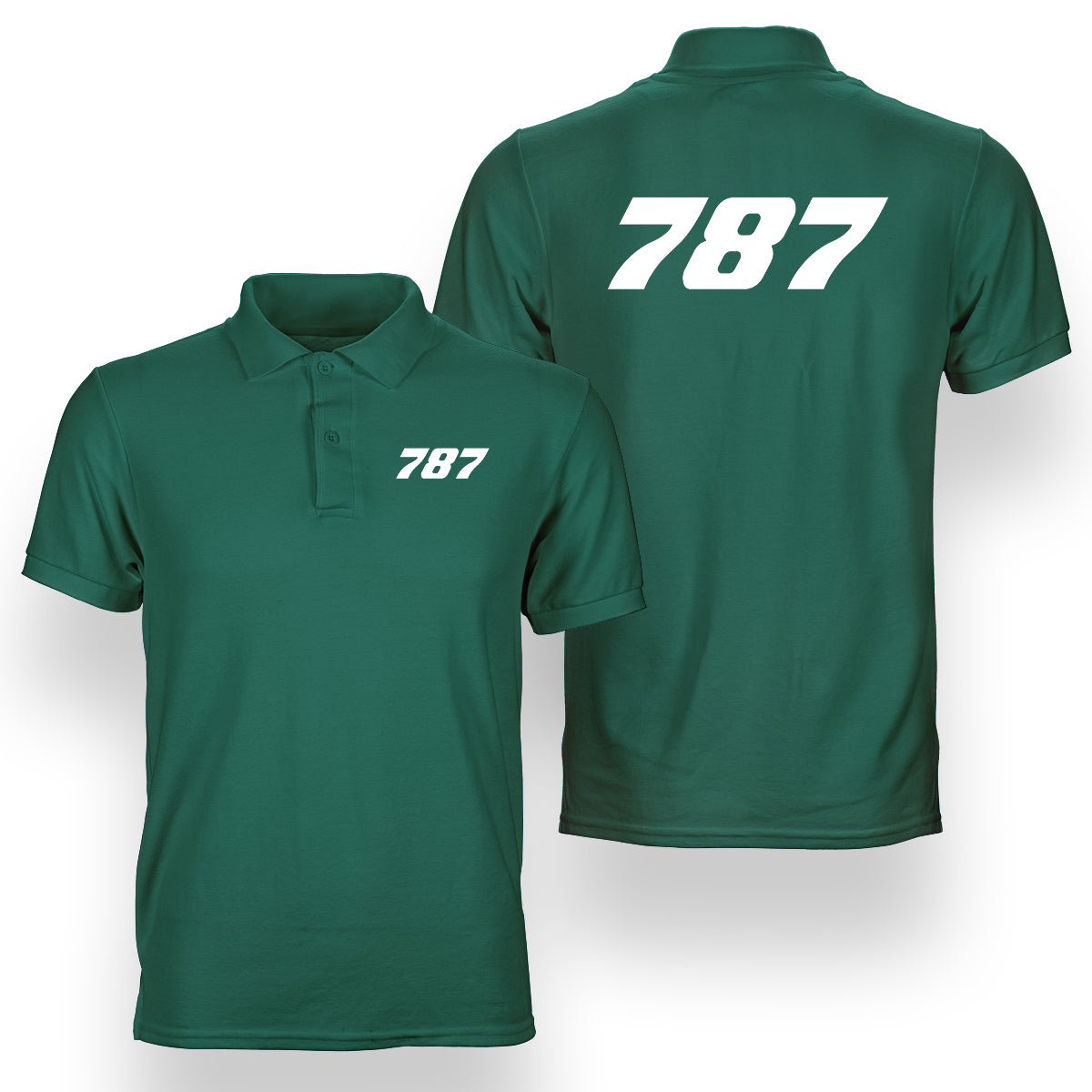 787 Flat Text Designed Double Side Polo T-Shirts