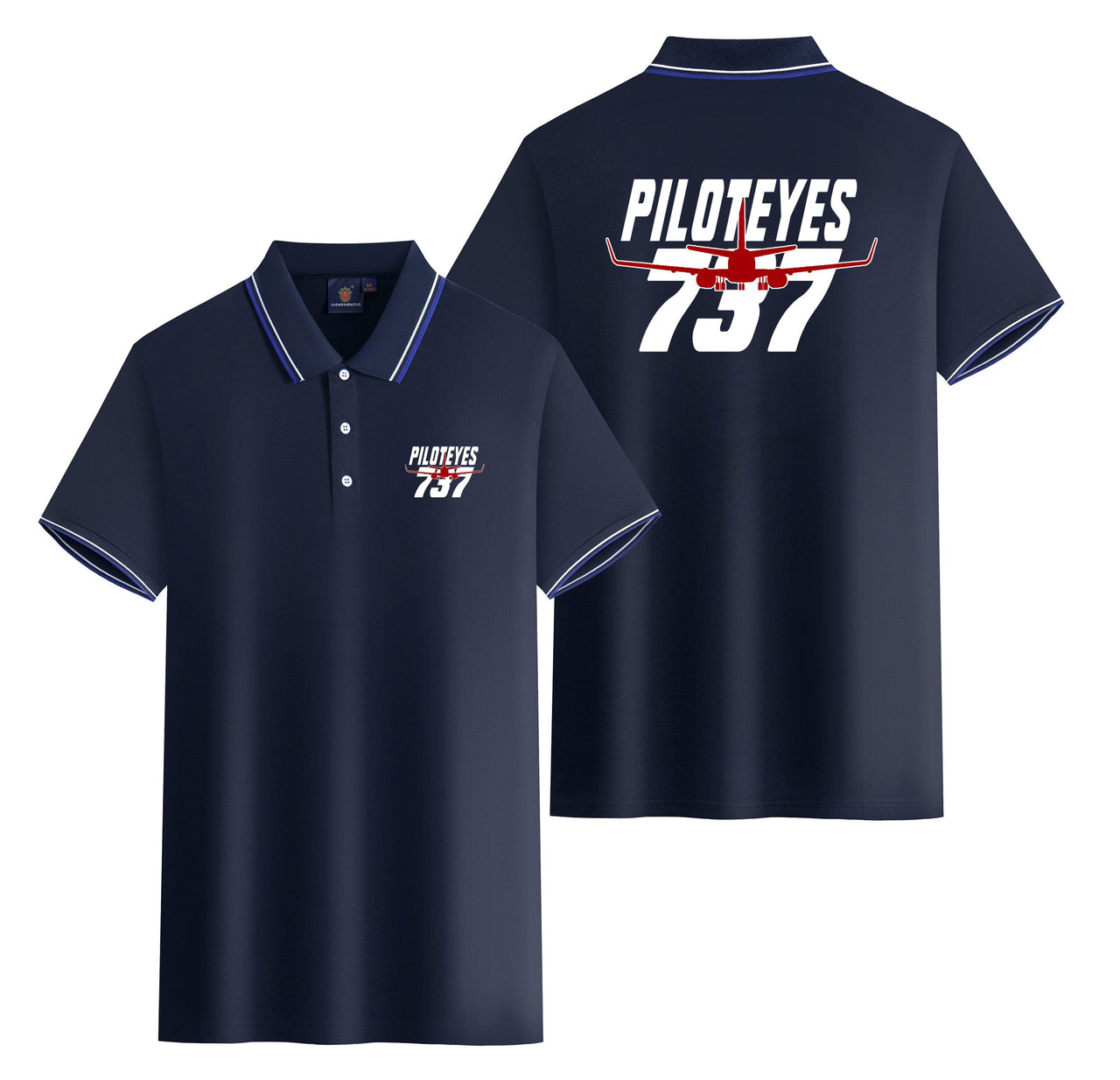 Amazing Piloteyes737 Designed Stylish Polo T-Shirts (Double-Side)