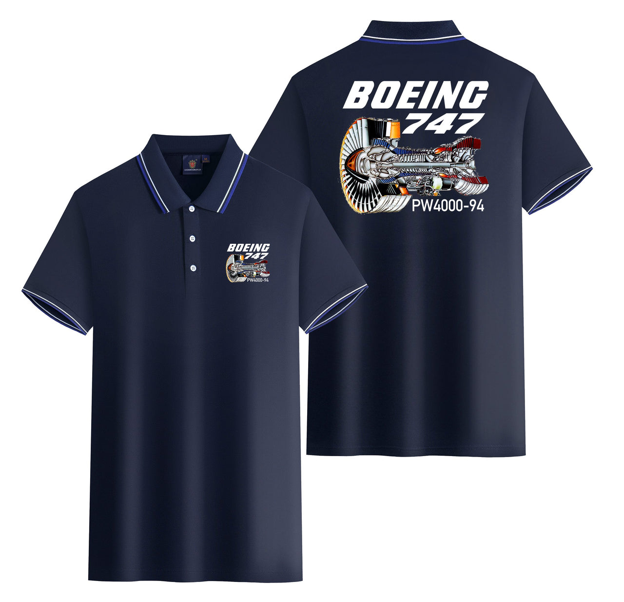 Boeing 747 & PW4000-94 Engine Designed Stylish Polo T-Shirts (Double-Side)