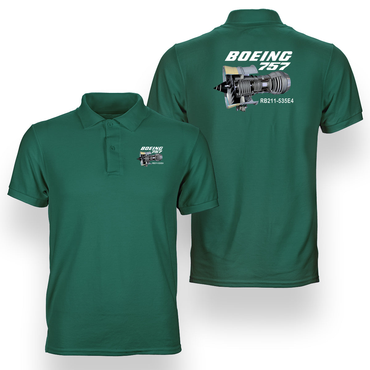 Boeing 757 & Rolls Royce Engine (RB211) Designed Double Side Polo T-Shirts
