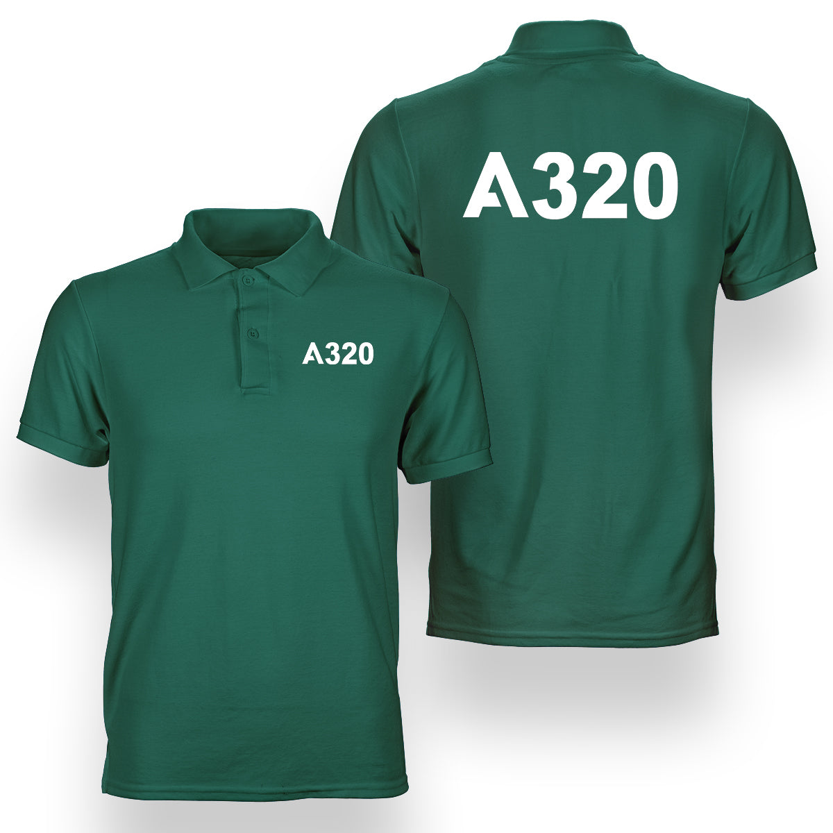 A320 Flat Text Designed Double Side Polo T-Shirts