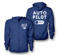 Thumbnail for Auto Pilot Off Designed Zipped Hoodies