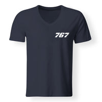 Thumbnail for 767 Flat Text Designed V-Neck T-Shirts