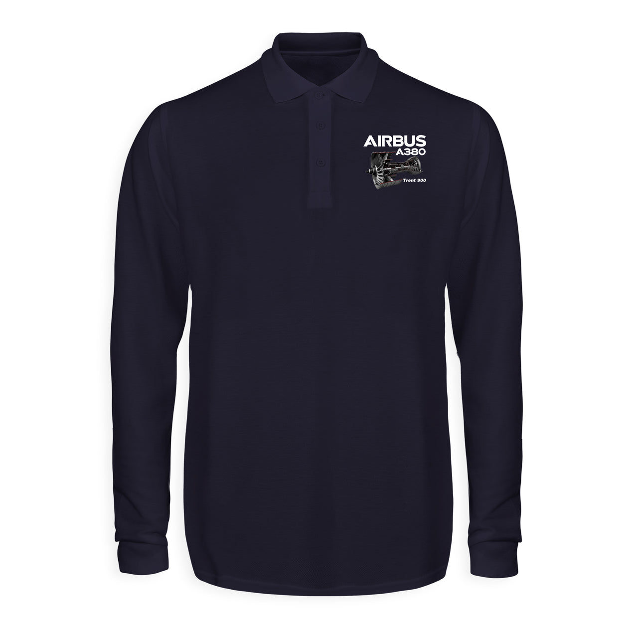 Airbus A380 & Trent 900 Engine Designed Long Sleeve Polo T-Shirts