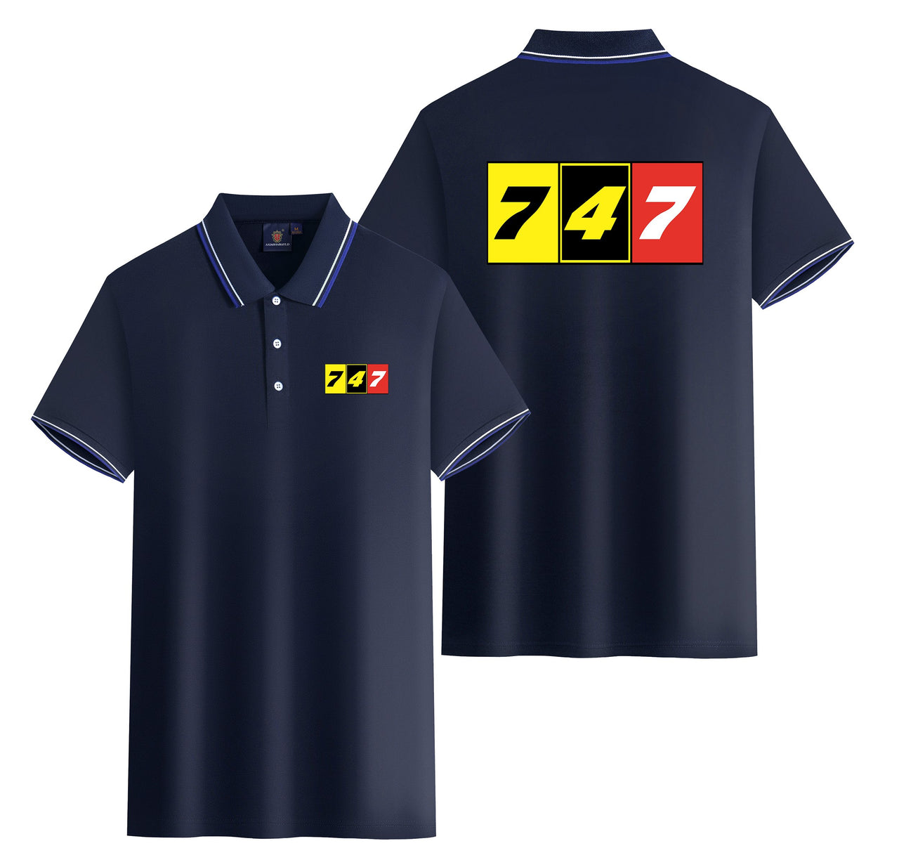 Flat Colourful 747 Designed Stylish Polo T-Shirts (Double-Side)