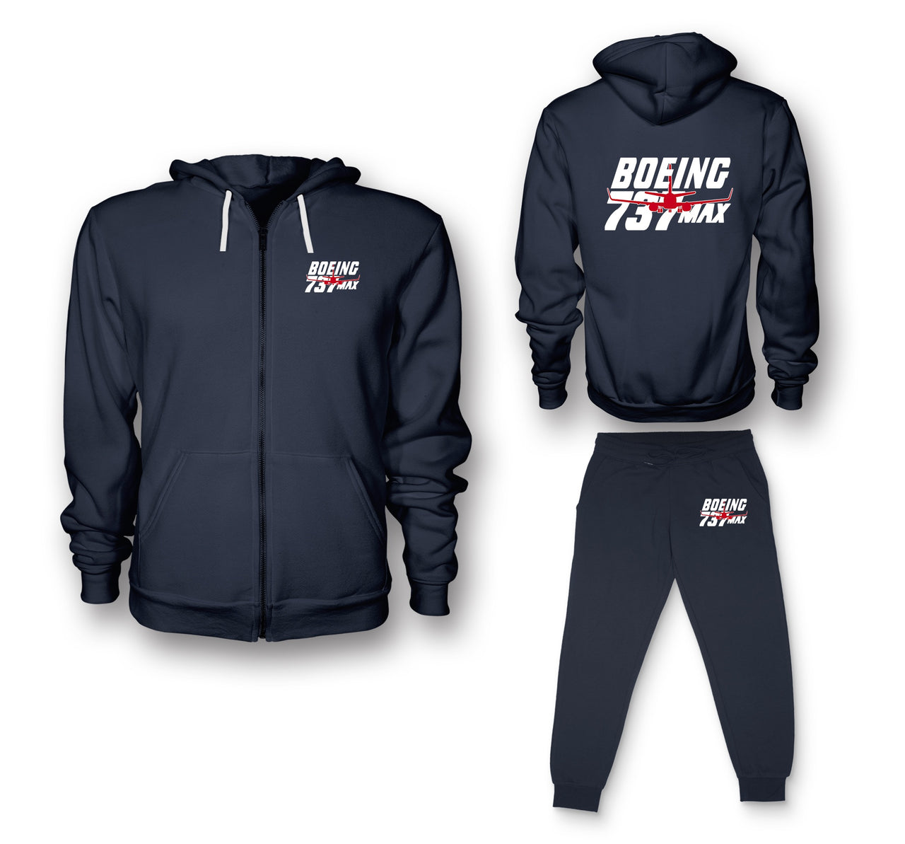 Amazing 737 Max Designed Zipped Hoodies & Sweatpants Set