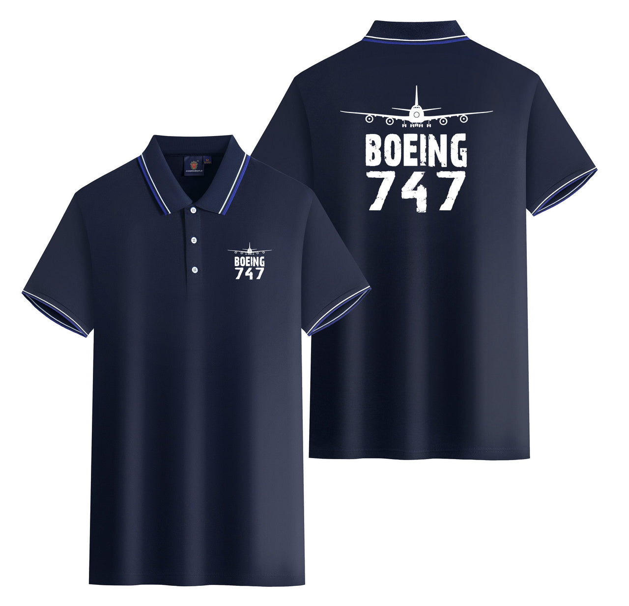 Boeing 747 & Plane Designed Stylish Polo T-Shirts (Double-Side)