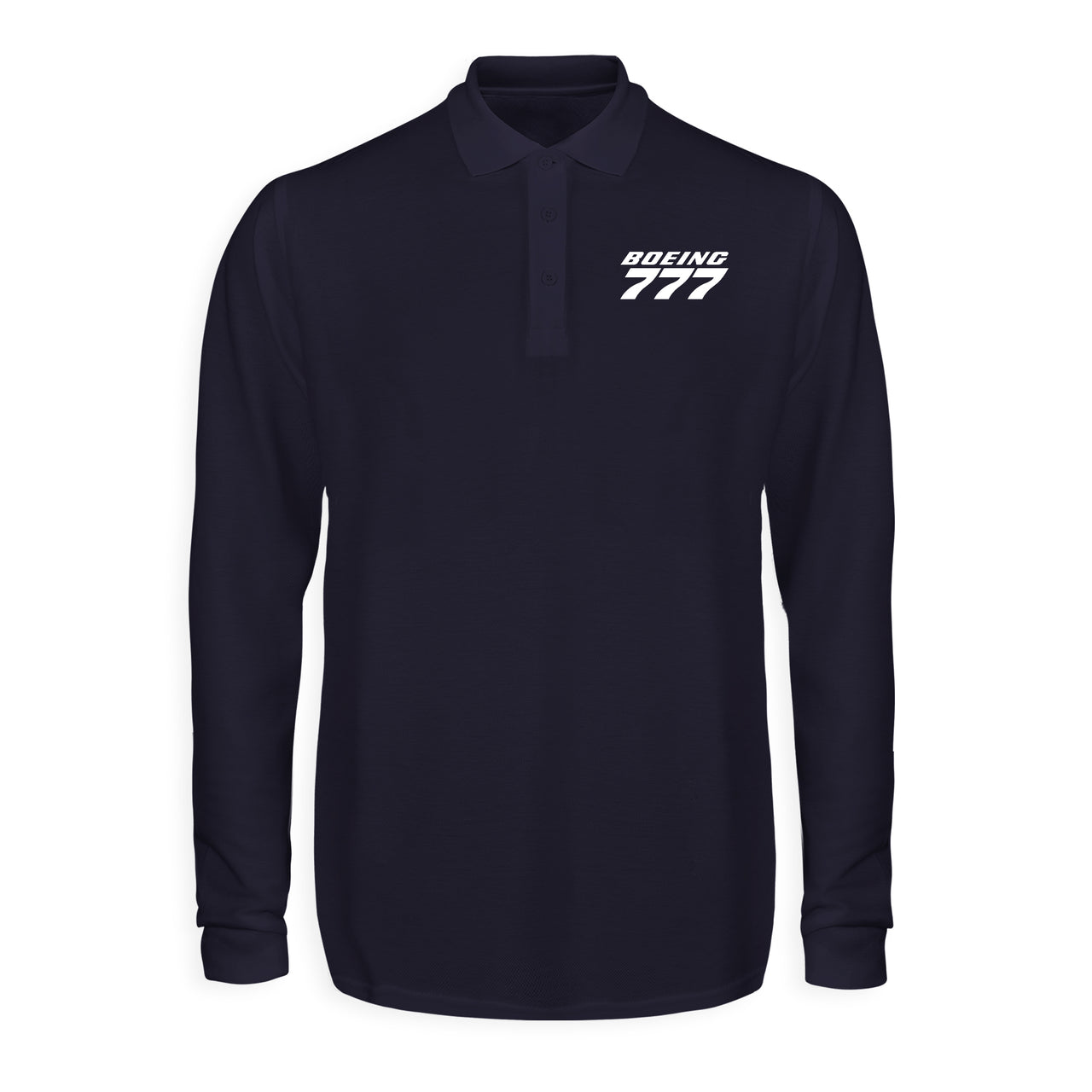 Boeing 777 & Text Designed Long Sleeve Polo T-Shirts