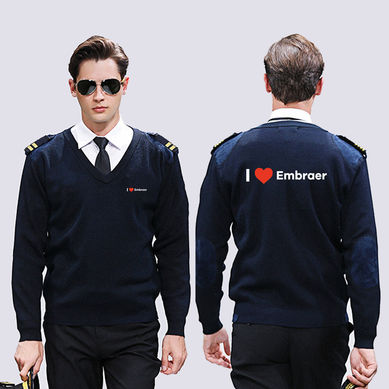 I Love Embraer Designed Wool Pilot Sweaters