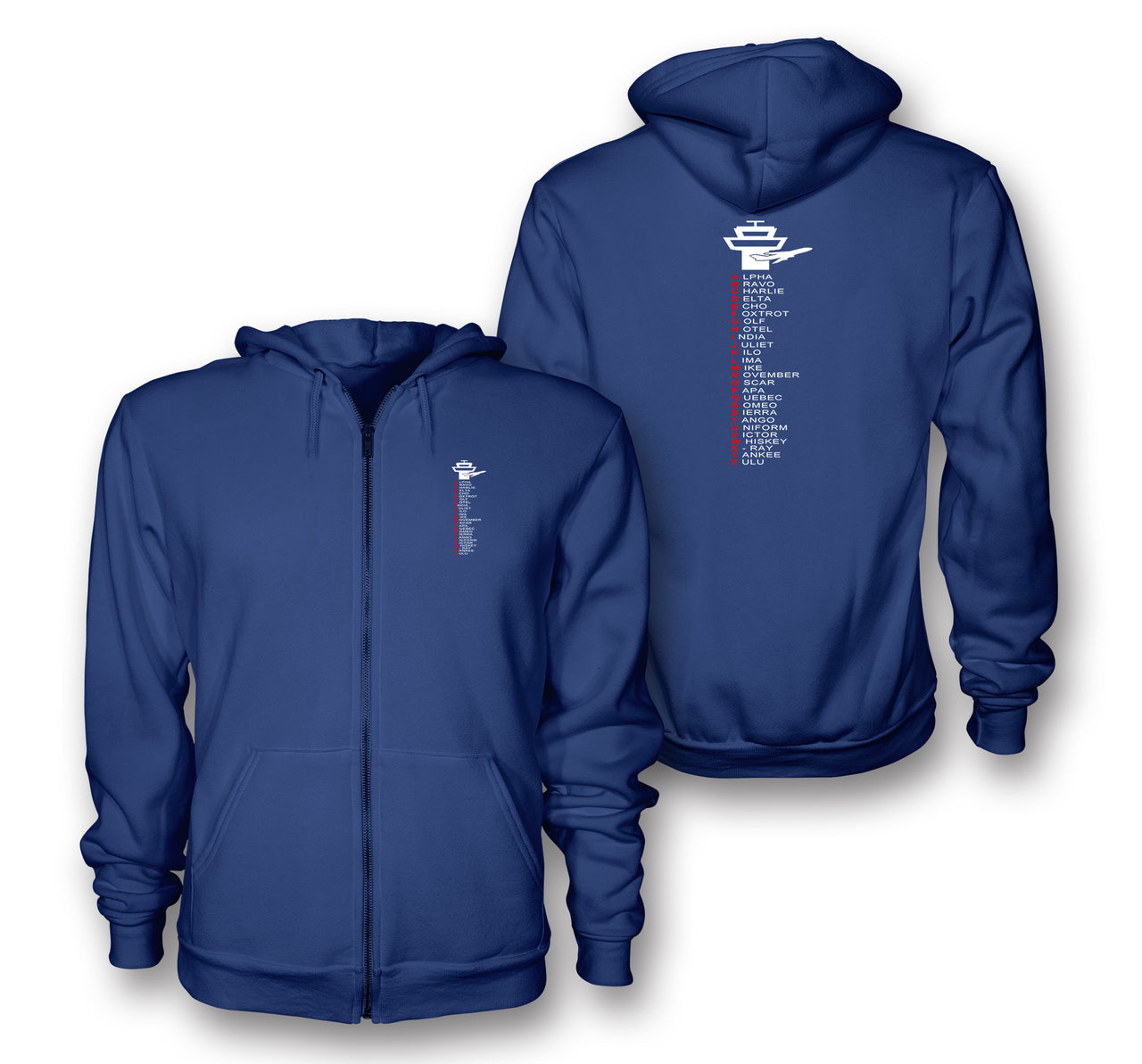 Aviation Alphabet Designed Zipped Hoodies