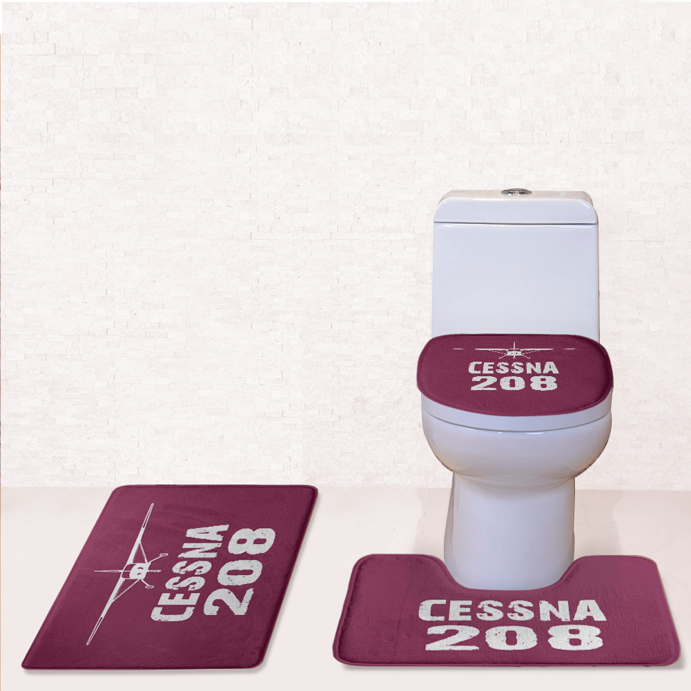 Cessna 208 & Plane Designed Toilet Seat Cover Three-piece Set