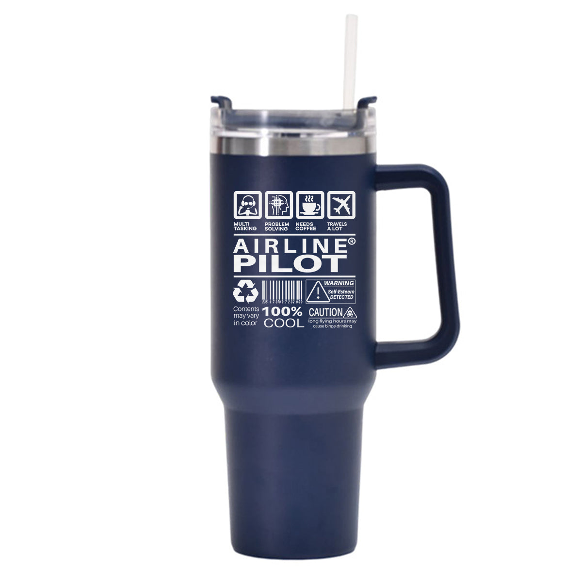 Airline Pilot Label Designed 40oz Stainless Steel Car Mug With Holder