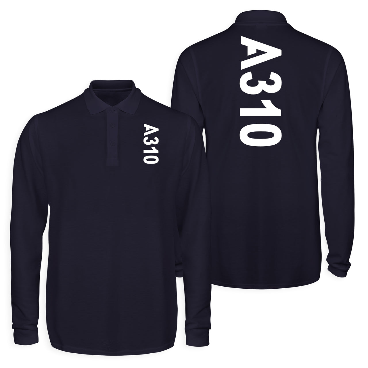 A310 Text Designed Long Sleeve Polo T-Shirts (Double-Side)
