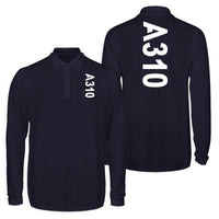 Thumbnail for A310 Text Designed Long Sleeve Polo T-Shirts (Double-Side)
