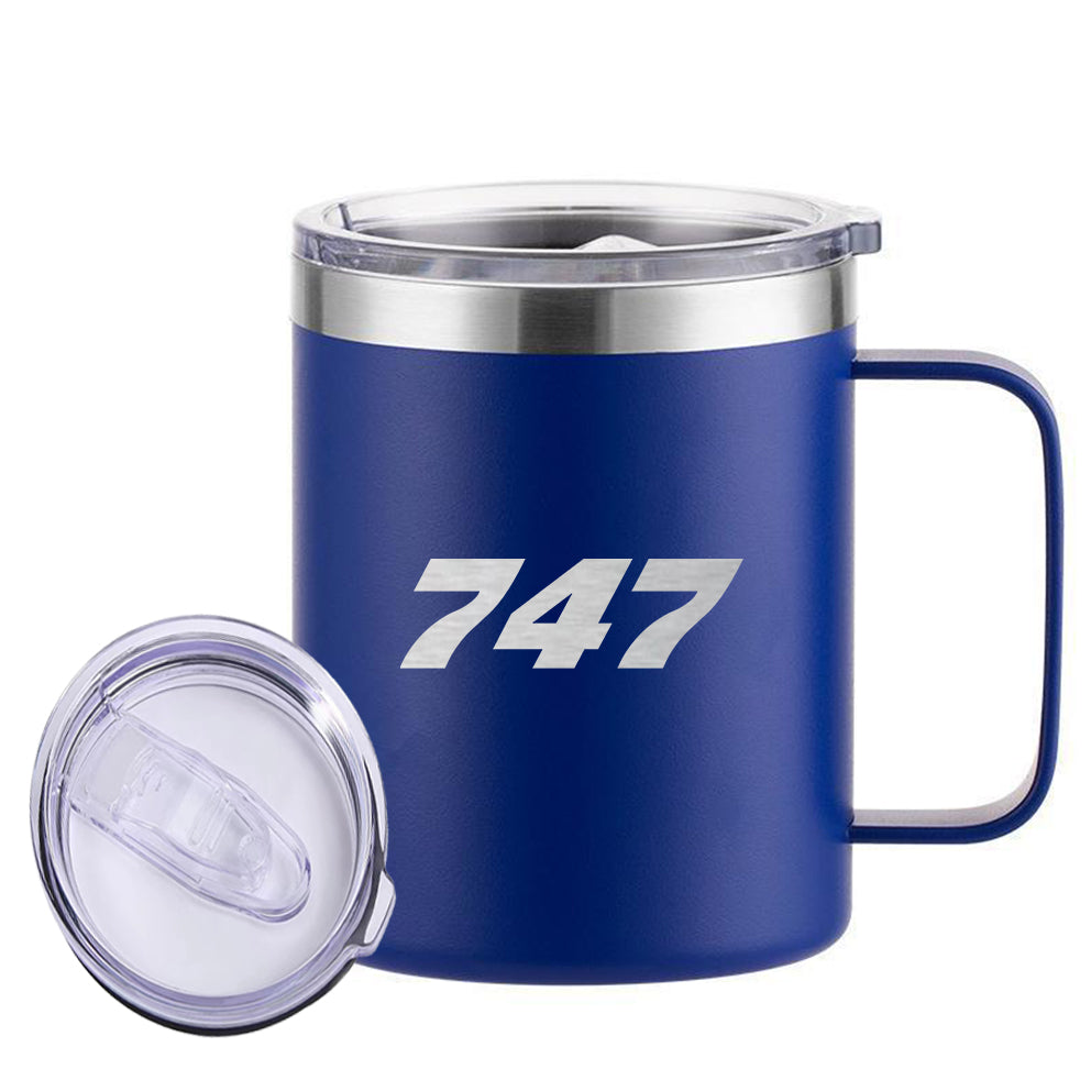 747 Flat Text Designed Stainless Steel Laser Engraved Mugs