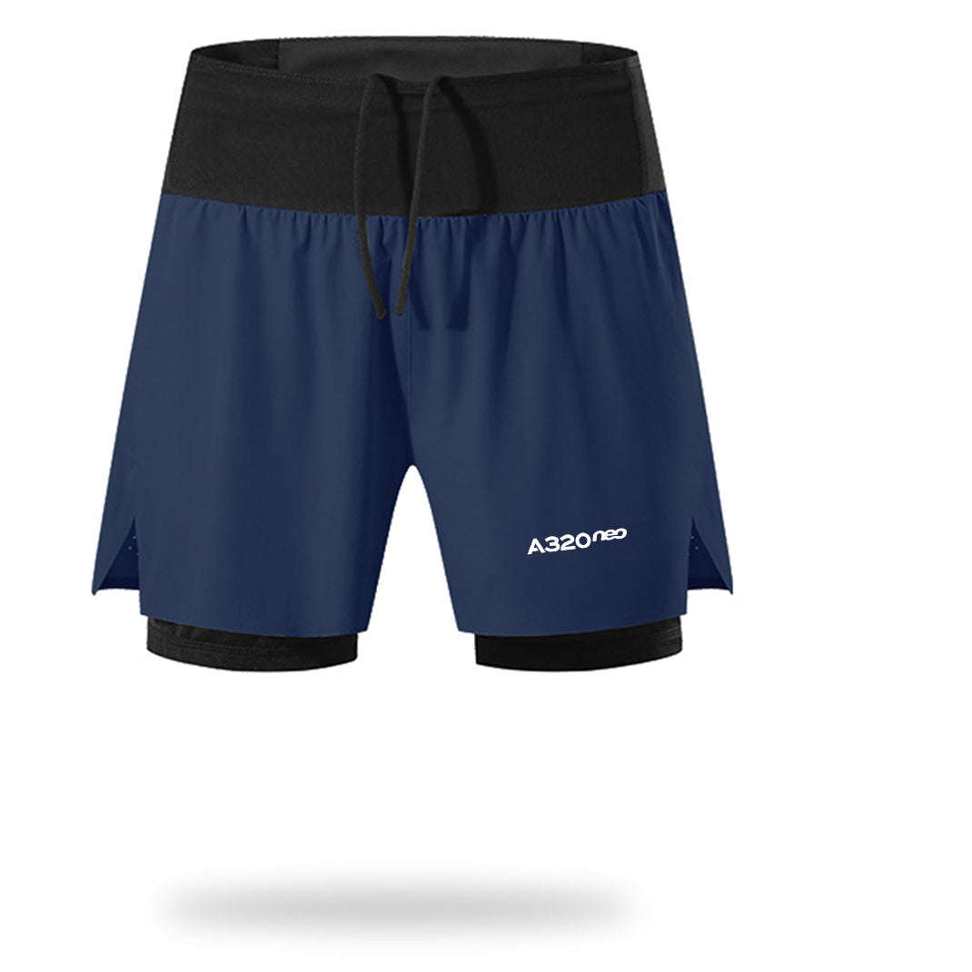A320neo & Text Designed Quick Dry Fitness Shorts