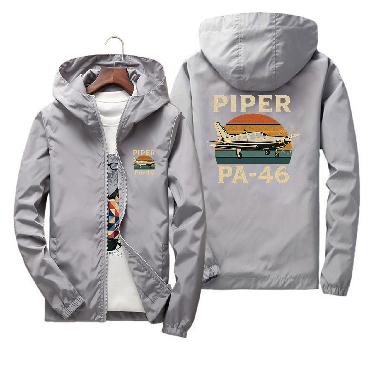 Retro Piper PA-46 Designed Thin Windbreaker Jackets
