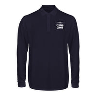 Thumbnail for Cessna 208 & Plane Designed Long Sleeve Polo T-Shirts