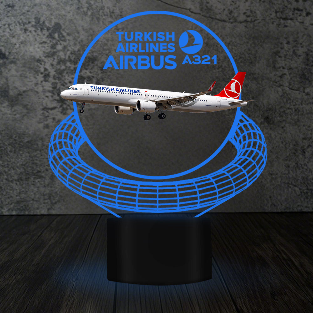 Turkish Airlines Airbus A321 Designed 3D Lamp