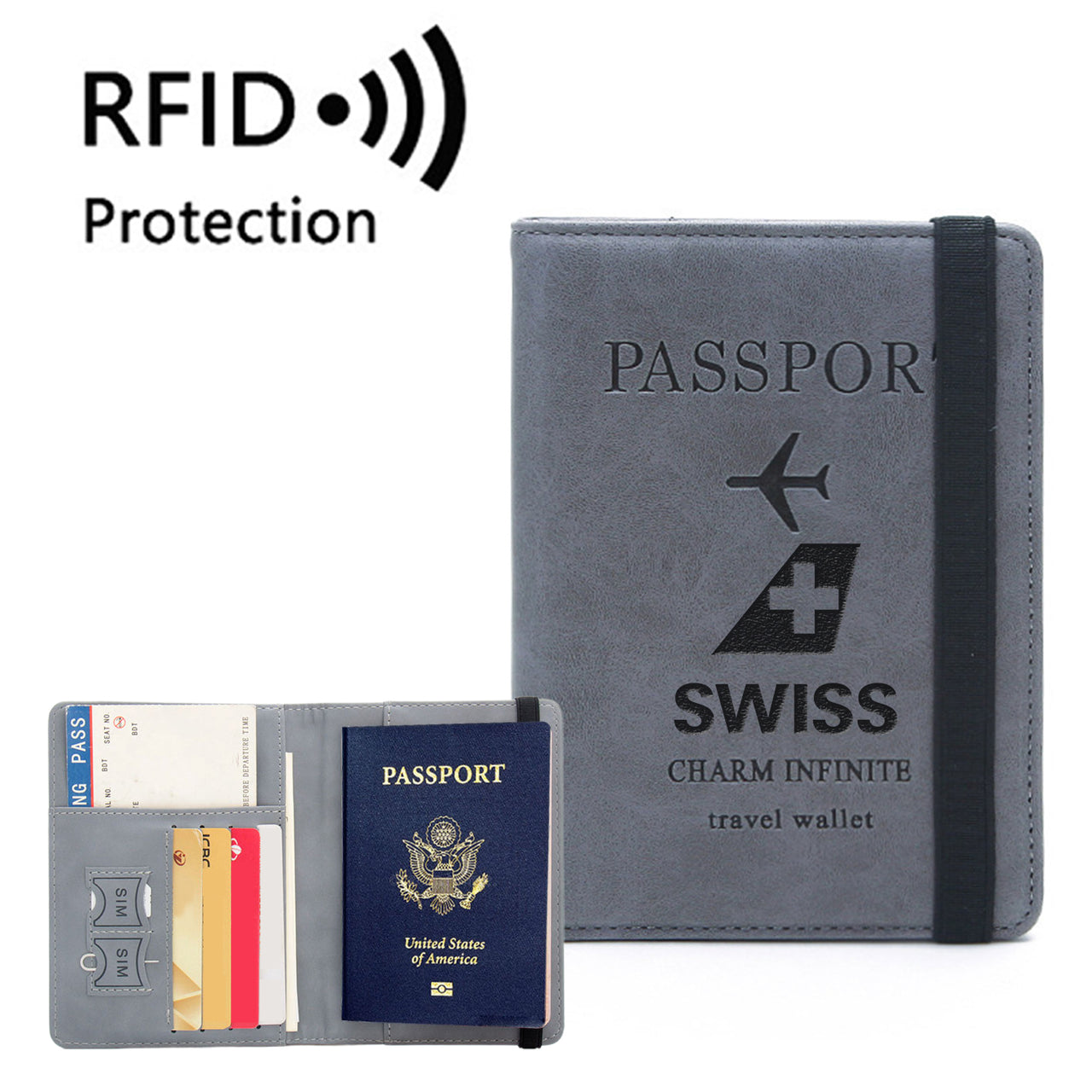 Swiss International Airlines Designed Passport Cover Travel Wallet Passport Holder