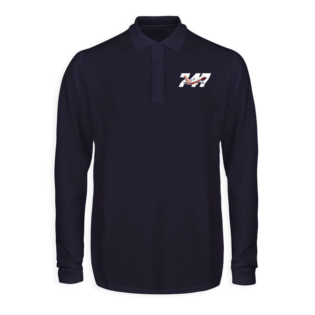 Super Boeing 747 Intercontinental Designed Long Sleeve Polo T-Shirts