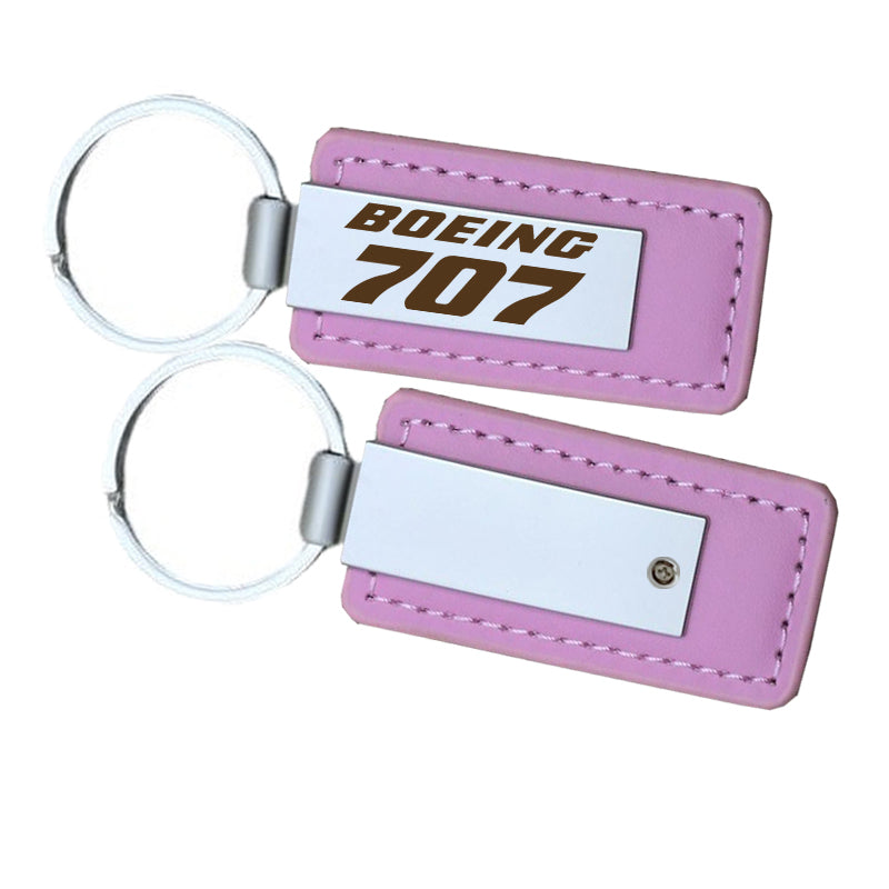 Boeing 707 & Text Faux Leather Key Chains