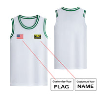 Thumbnail for Custom Flag & Name with Special Badge Designed Basketball Style Sports Tank Tops
