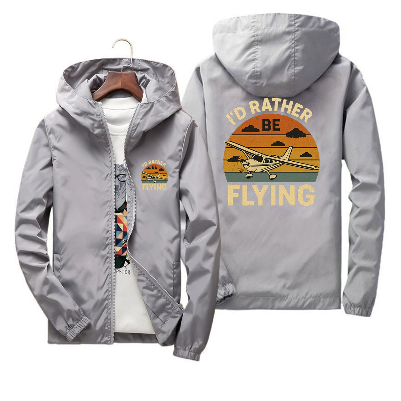 Retro I'D Rather Be Flying Designed Thin Windbreaker Jackets