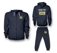 Thumbnail for Blood Type AVGAS Designed Zipped Hoodies & Sweatpants Set