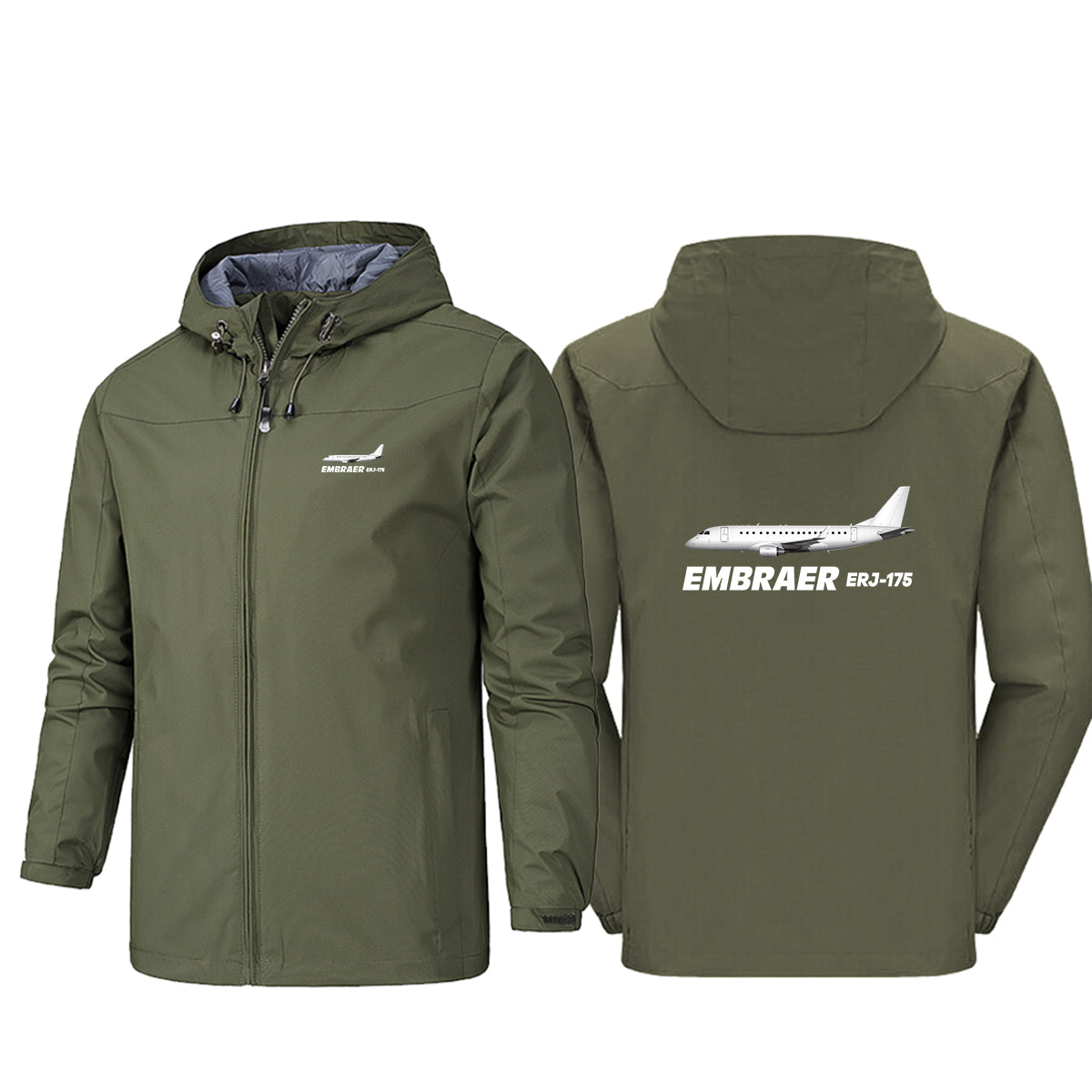 The Embraer ERJ-175 Designed Rain Jackets & Windbreakers