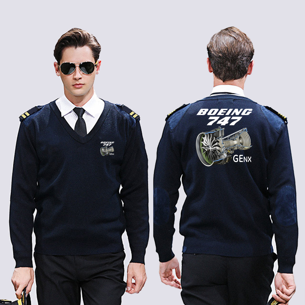 Boeing 747 & GENX Engine Designed Wool Pilot Sweaters