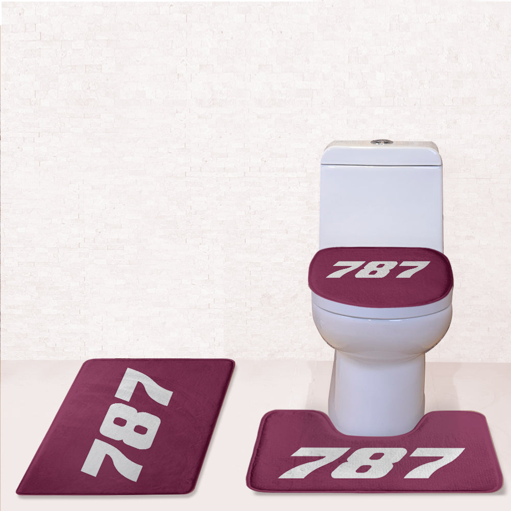 787 Flat Text Designed Toilet Seat Cover Three-piece Set