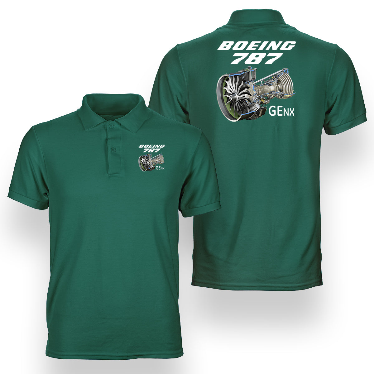 Boeing 787 & GENX Engine Designed Double Side Polo T-Shirts