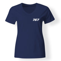 Thumbnail for 767 Flat Text Designed V-Neck T-Shirts