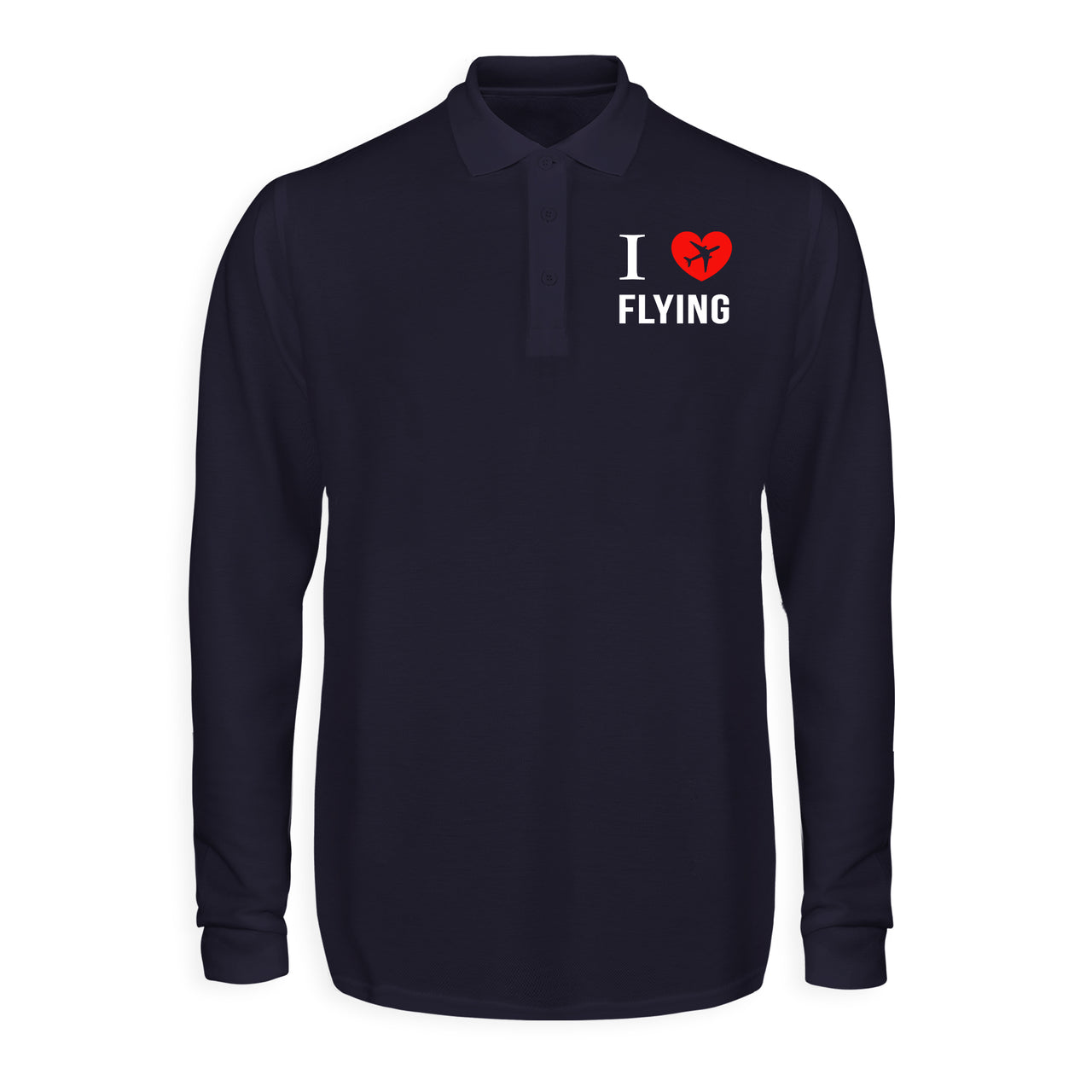 I Love Flying Designed Long Sleeve Polo T-Shirts