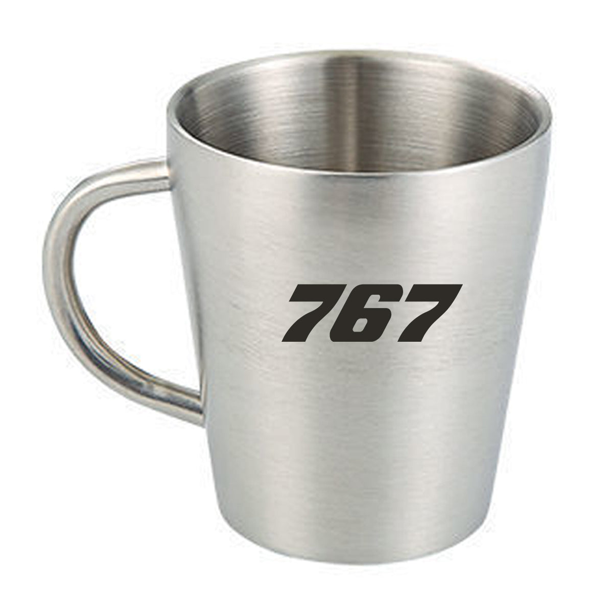 767 Flat Text Designed Stainless Steel Coffee Mugs