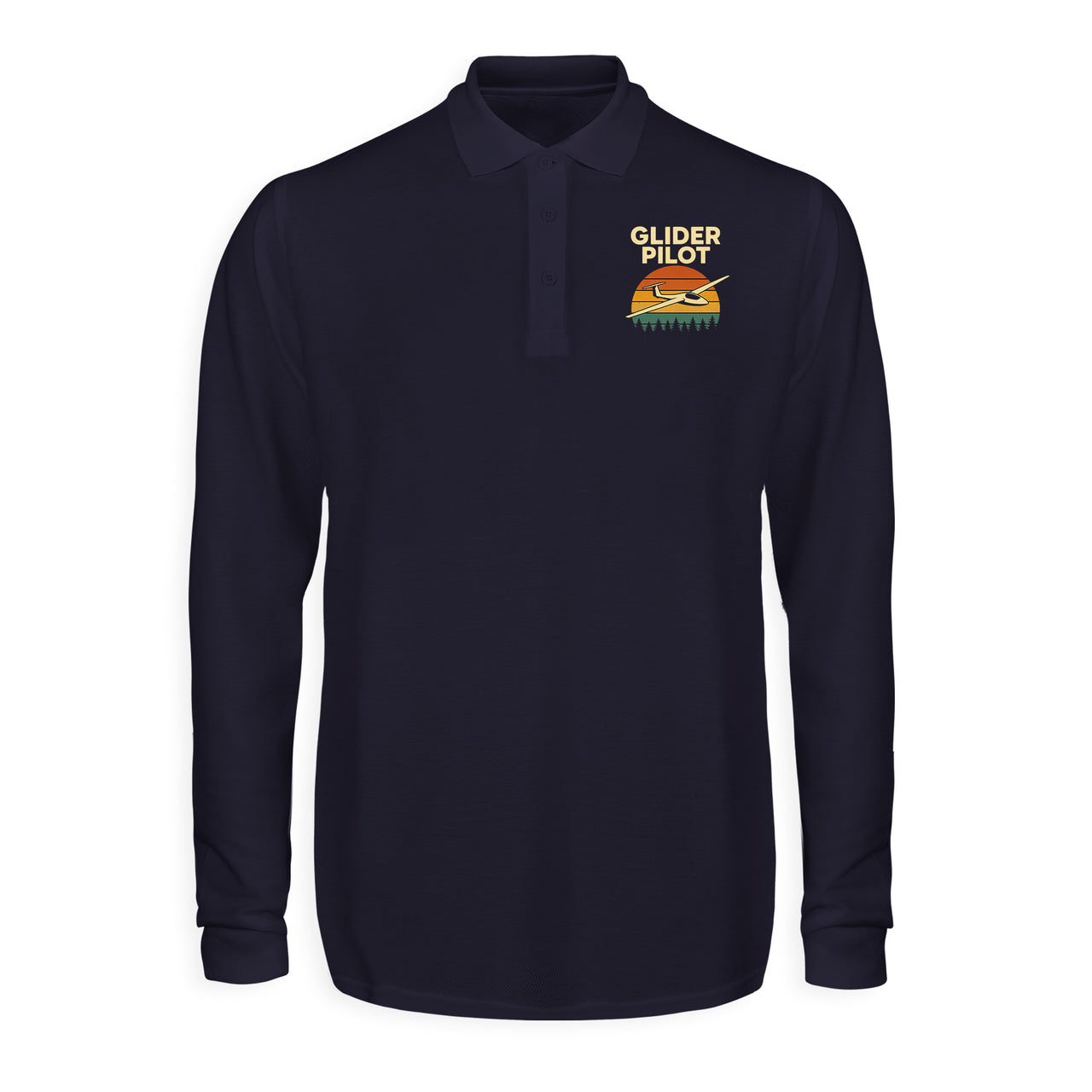 Retro Glider Designed Long Sleeve Polo T-Shirts