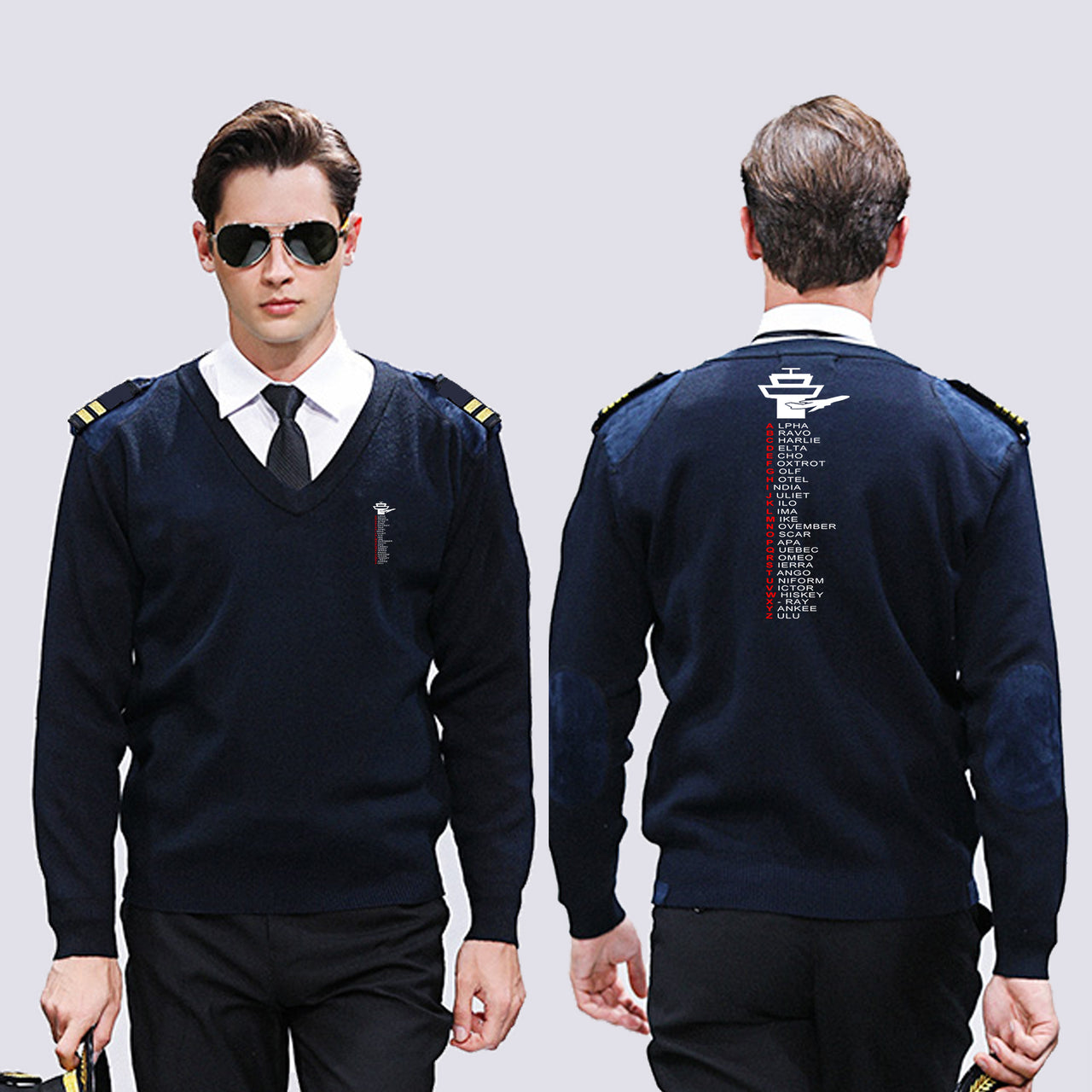 Aviation Alphabet Designed Wool Pilot Sweaters