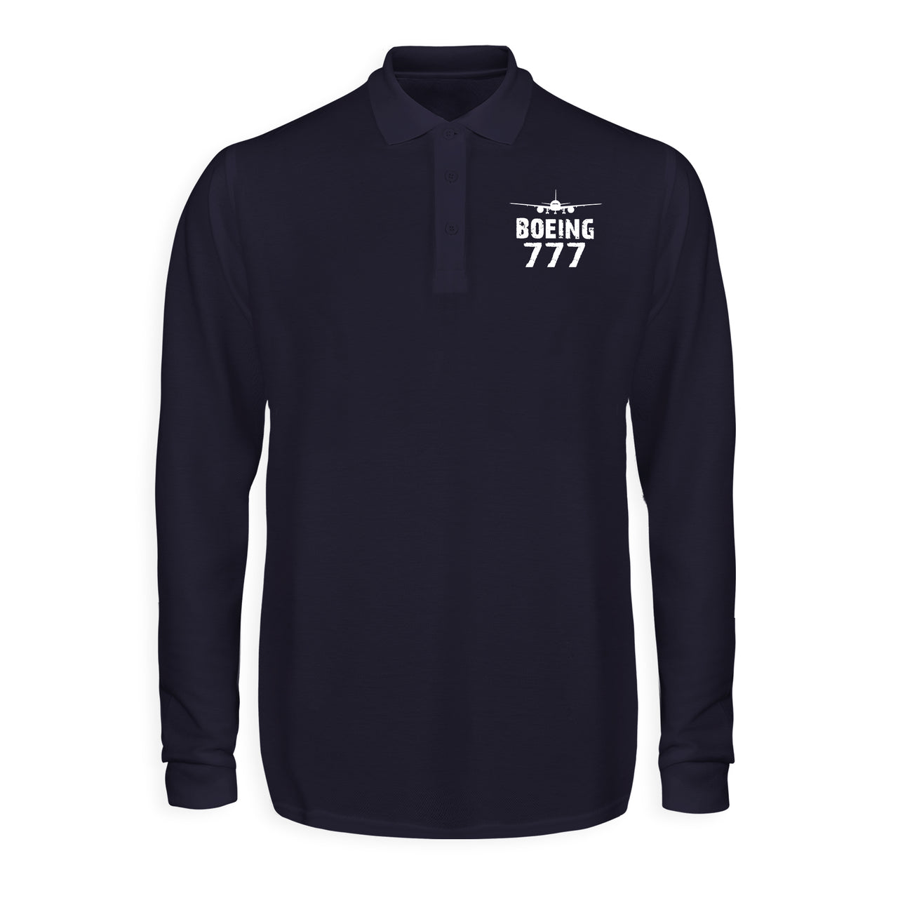 Boeing 777 & Plane Designed Long Sleeve Polo T-Shirts
